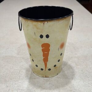 Snowman Design Metal Bucket